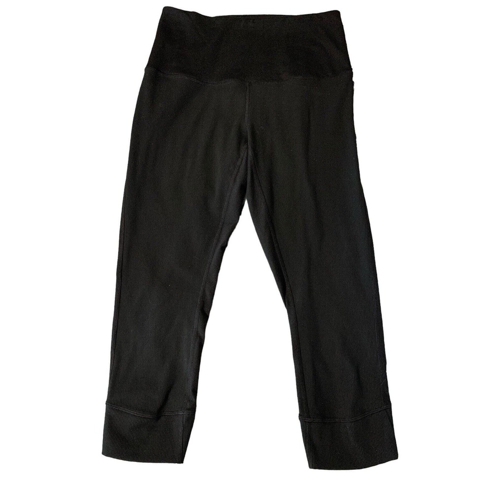 Zella High Rise Cropped Ribbed Detail Leggings Black Workout Yoga Women’s Small